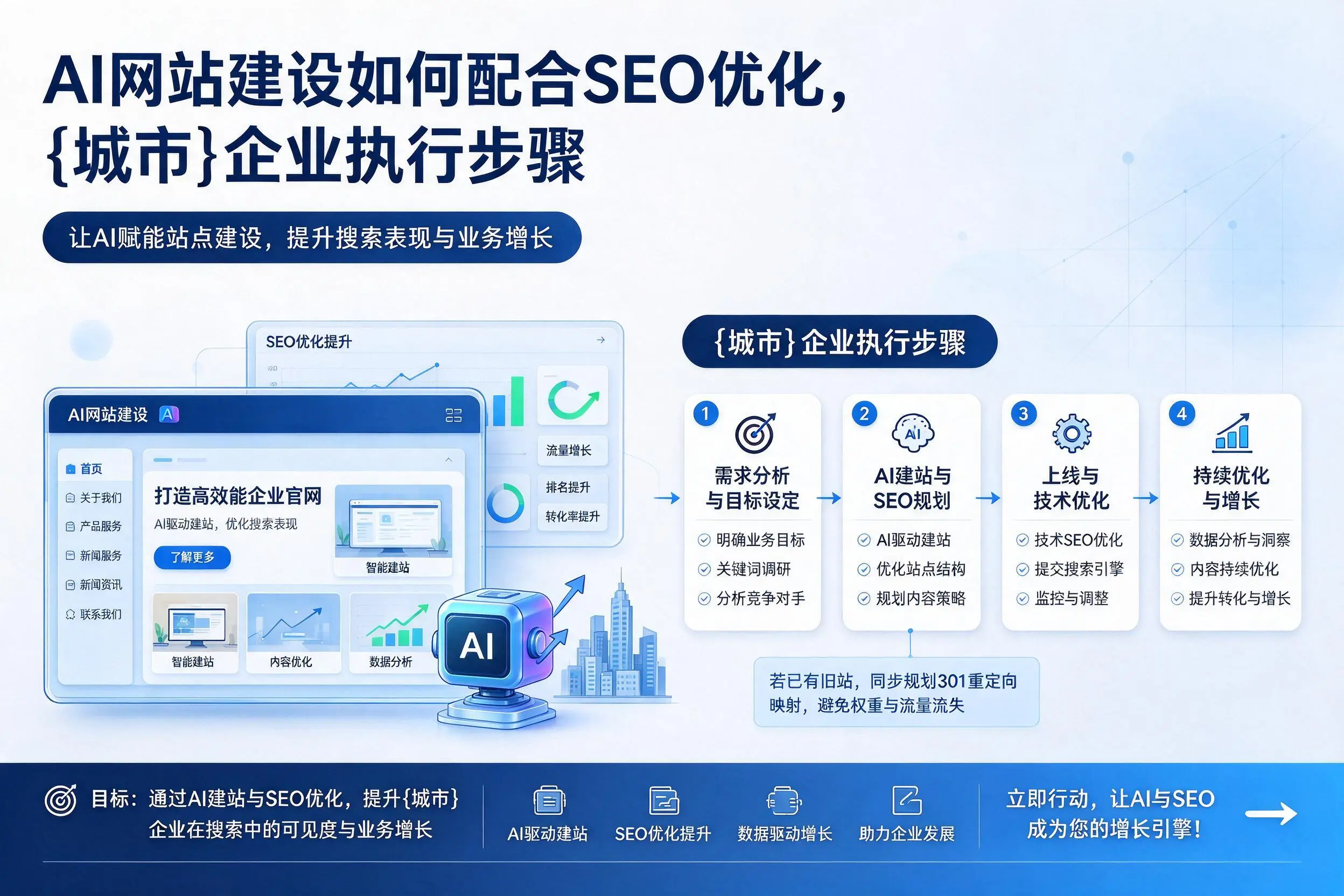 AI网站建设如何配合SEO优化，广元企业执行步骤