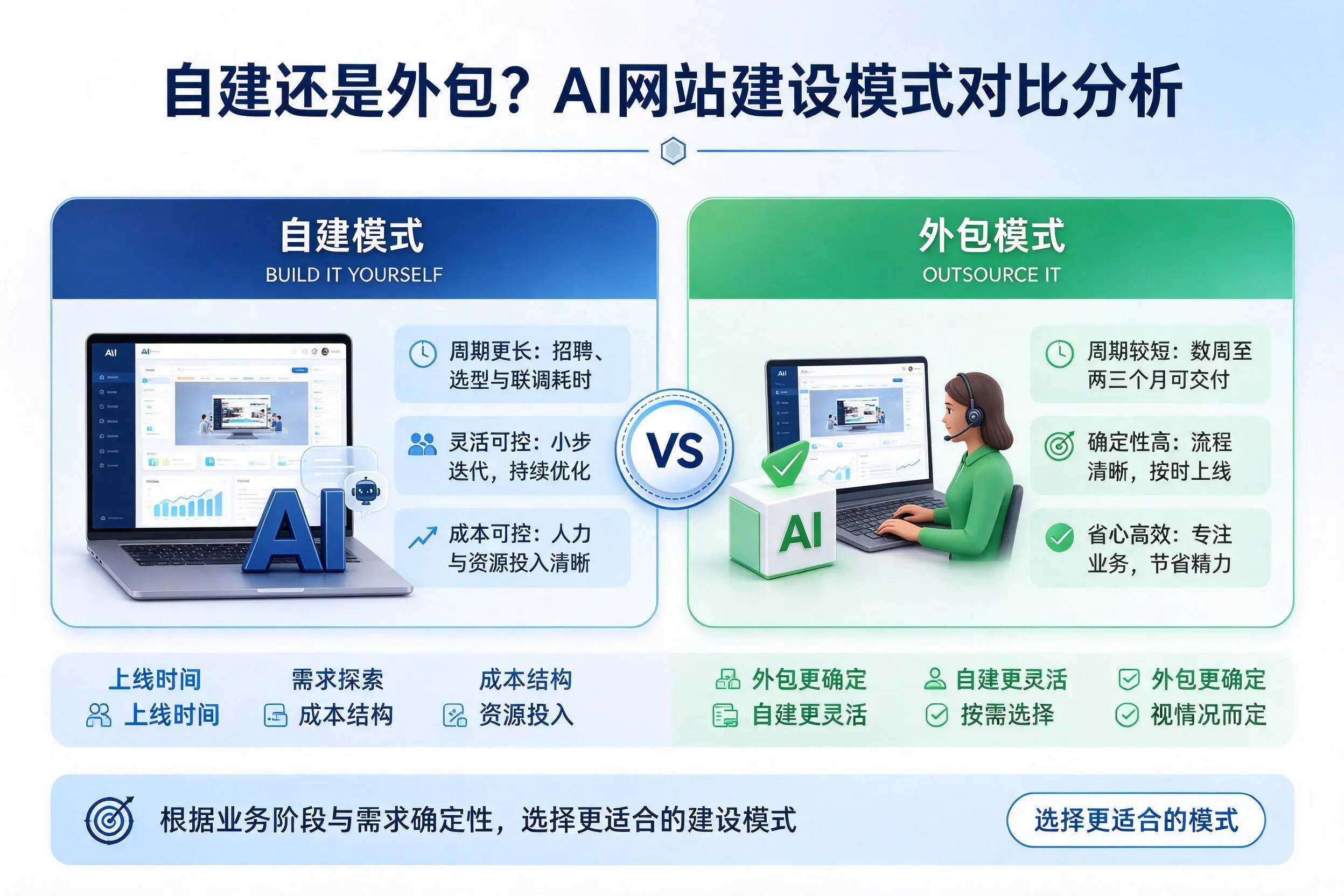 自建还是外包？广元AI网站建设模式对比分析