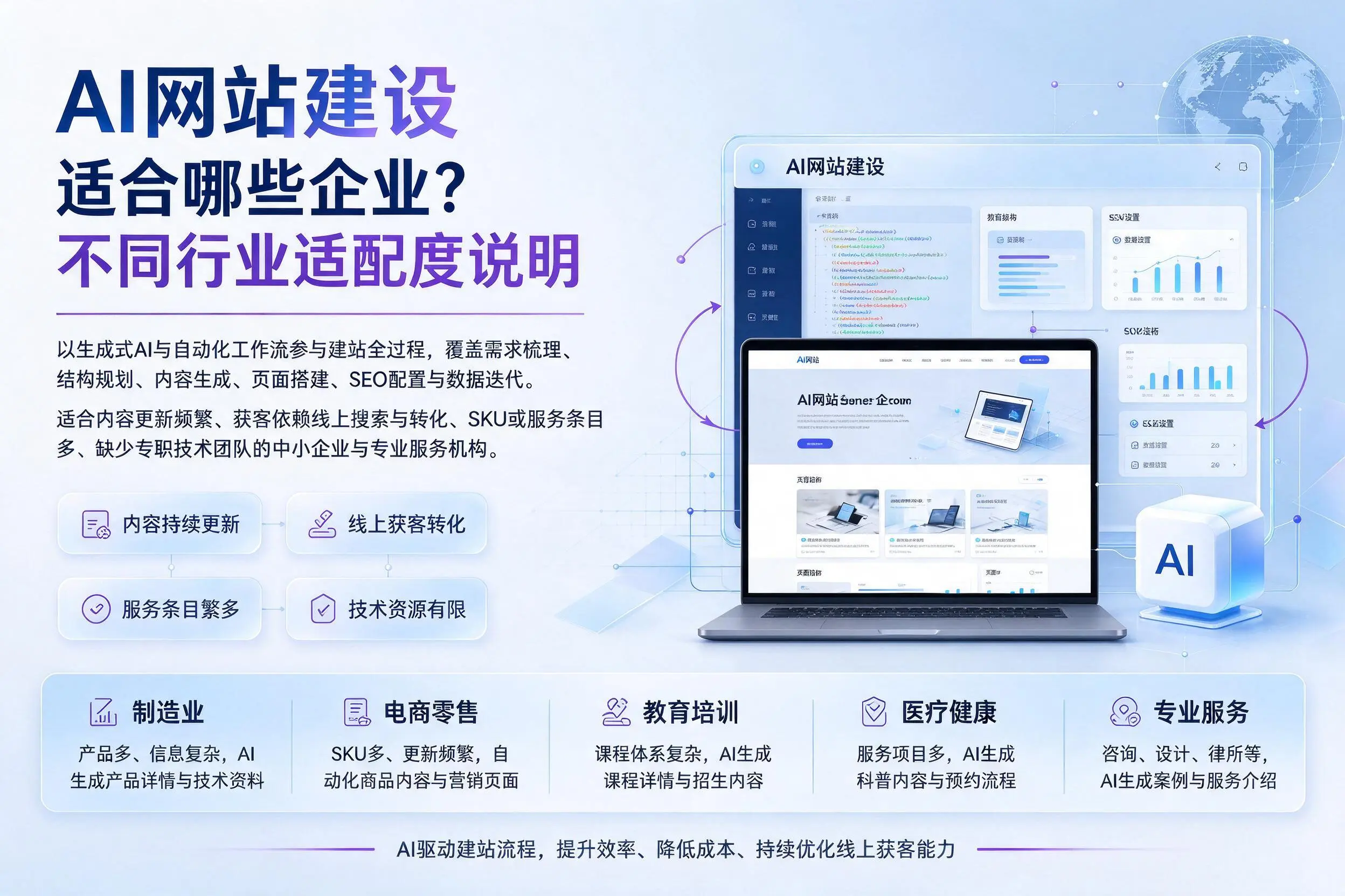 AI网站建设适合哪些企业？广元不同行业适配度说明